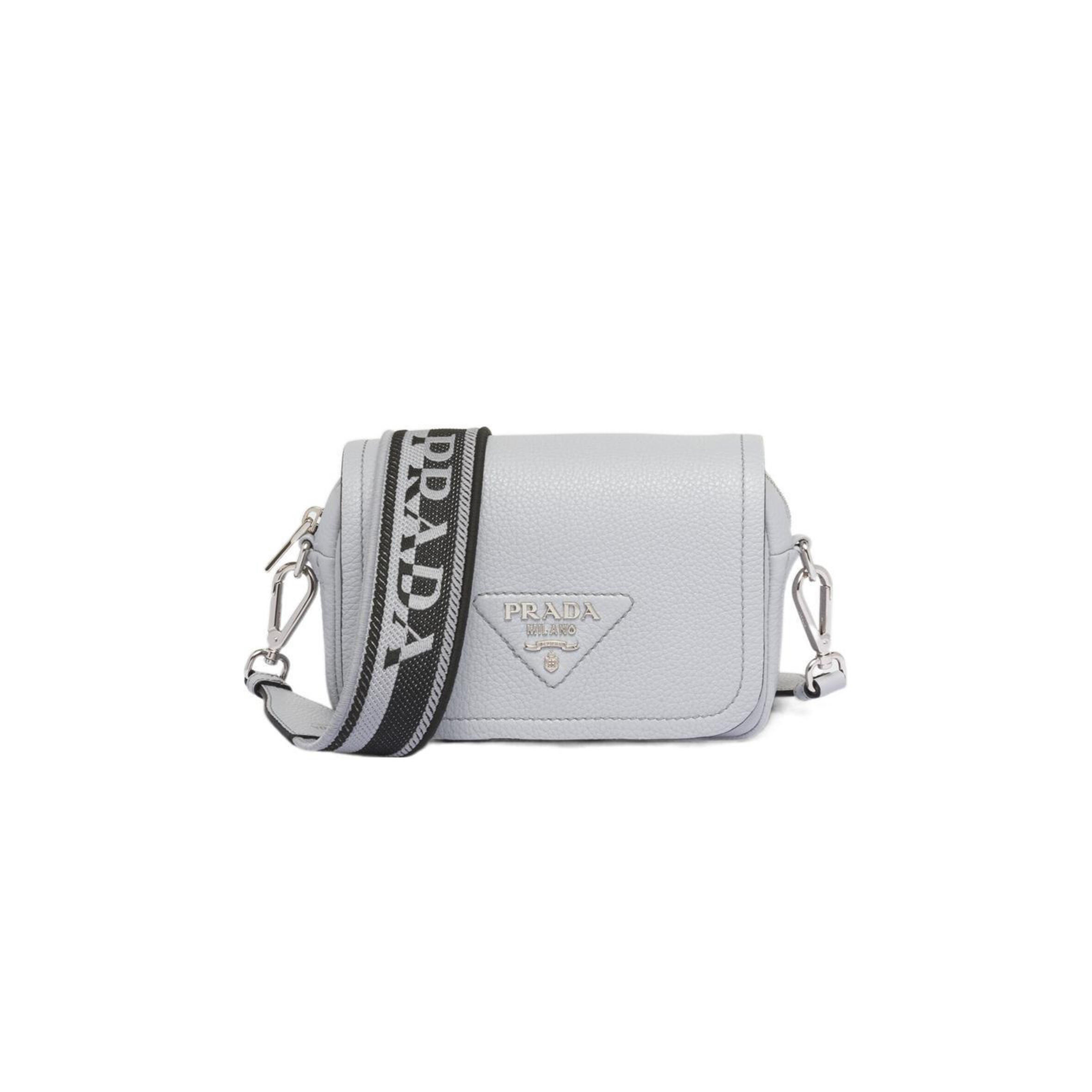 Pra*a leather crossbody bag shoulder bag women''s cornflower blue 1bd332 (19*12*6cm)